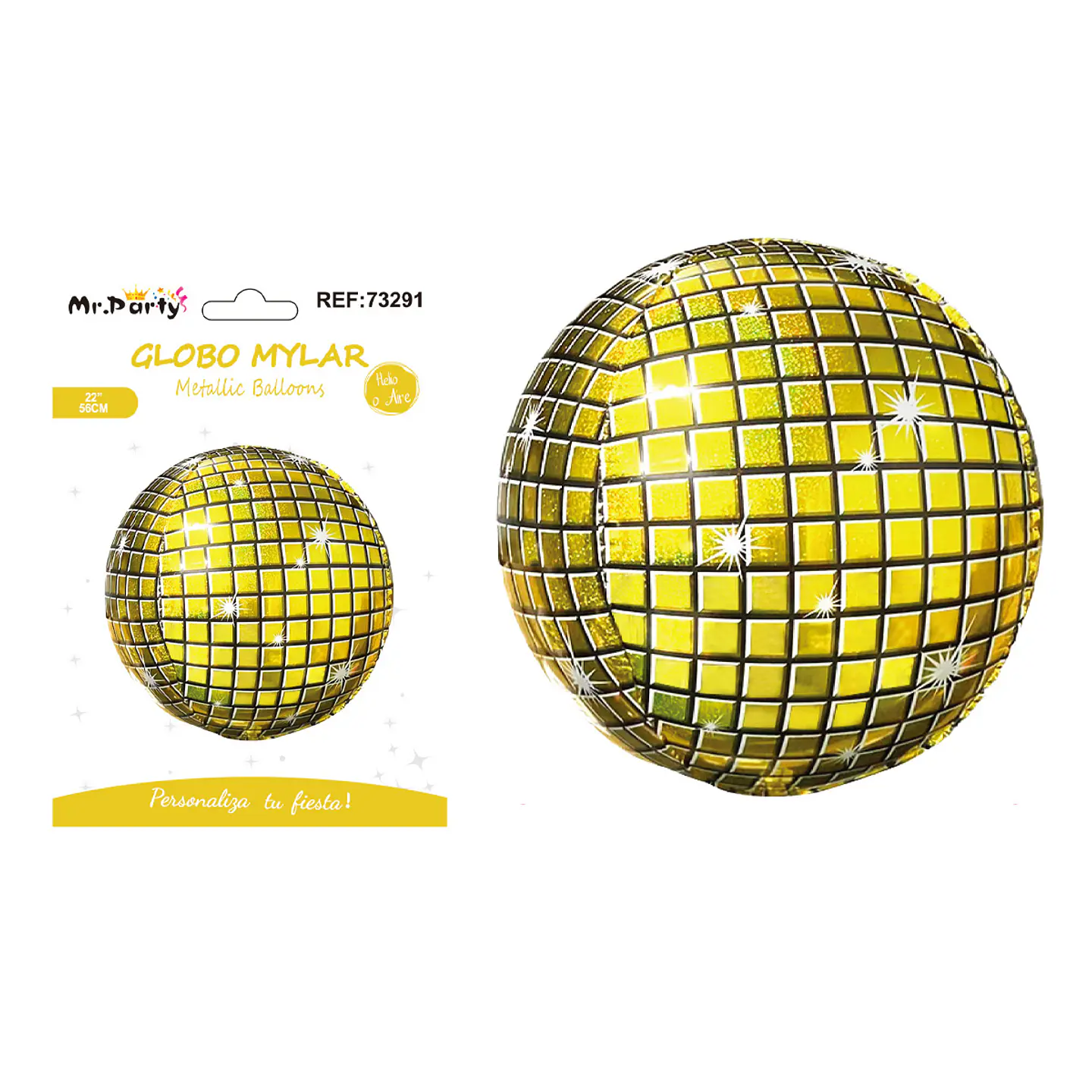 Globo metálico bola disco 4D dorado 56cm 1