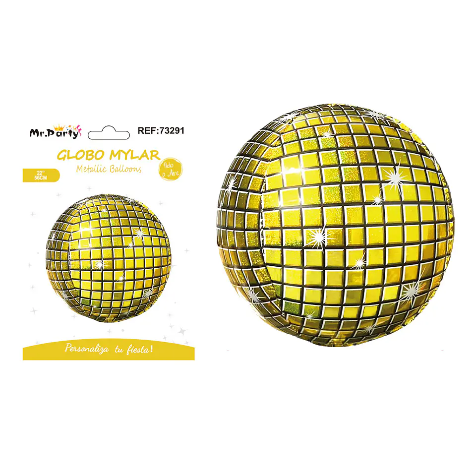 Globo metálico bola disco 4D dorado 56cm 1