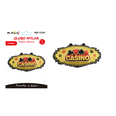 Globo metálico señal de casino 41*62cm