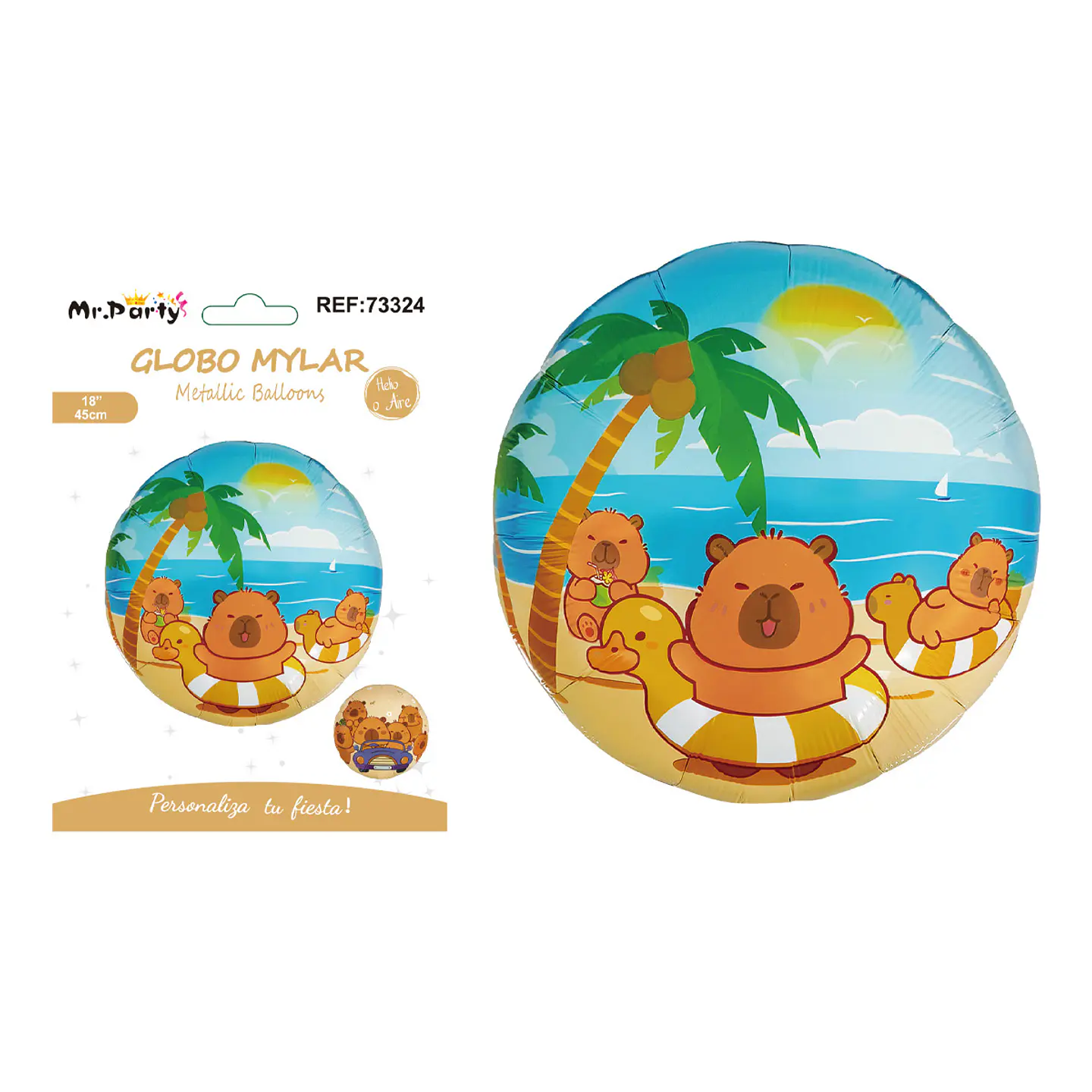 Globo metálico redondo capibara 45cm 1