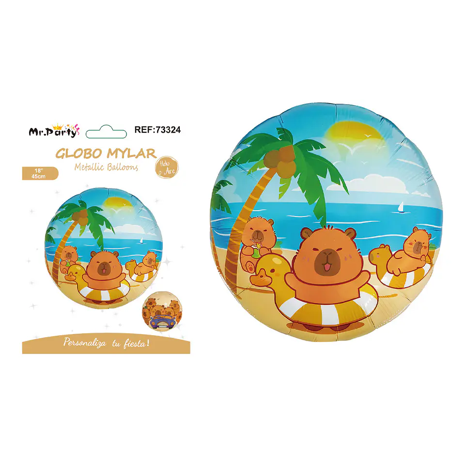 Globo metálico redondo capibara 45cm 1