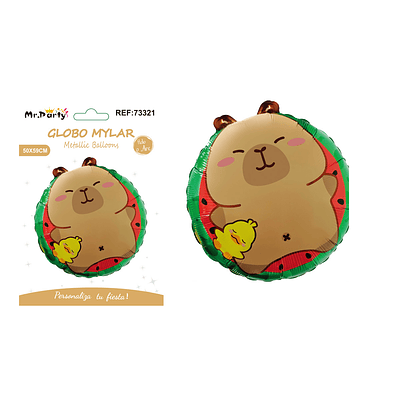 Globo metálico capibara con sandía 50*59cm