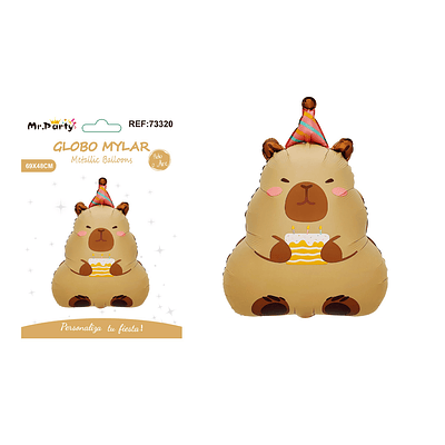 Globo metálico capibara con pastel 69*48cm