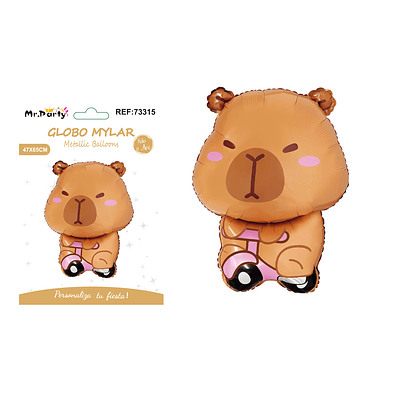 Globo metálico capibara ciclista 47*65cm