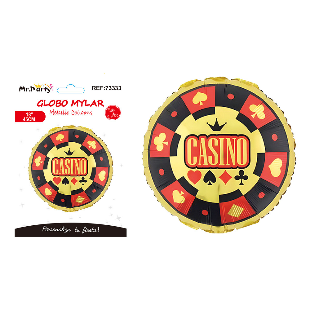 Globo metálico redondo casino 45cm