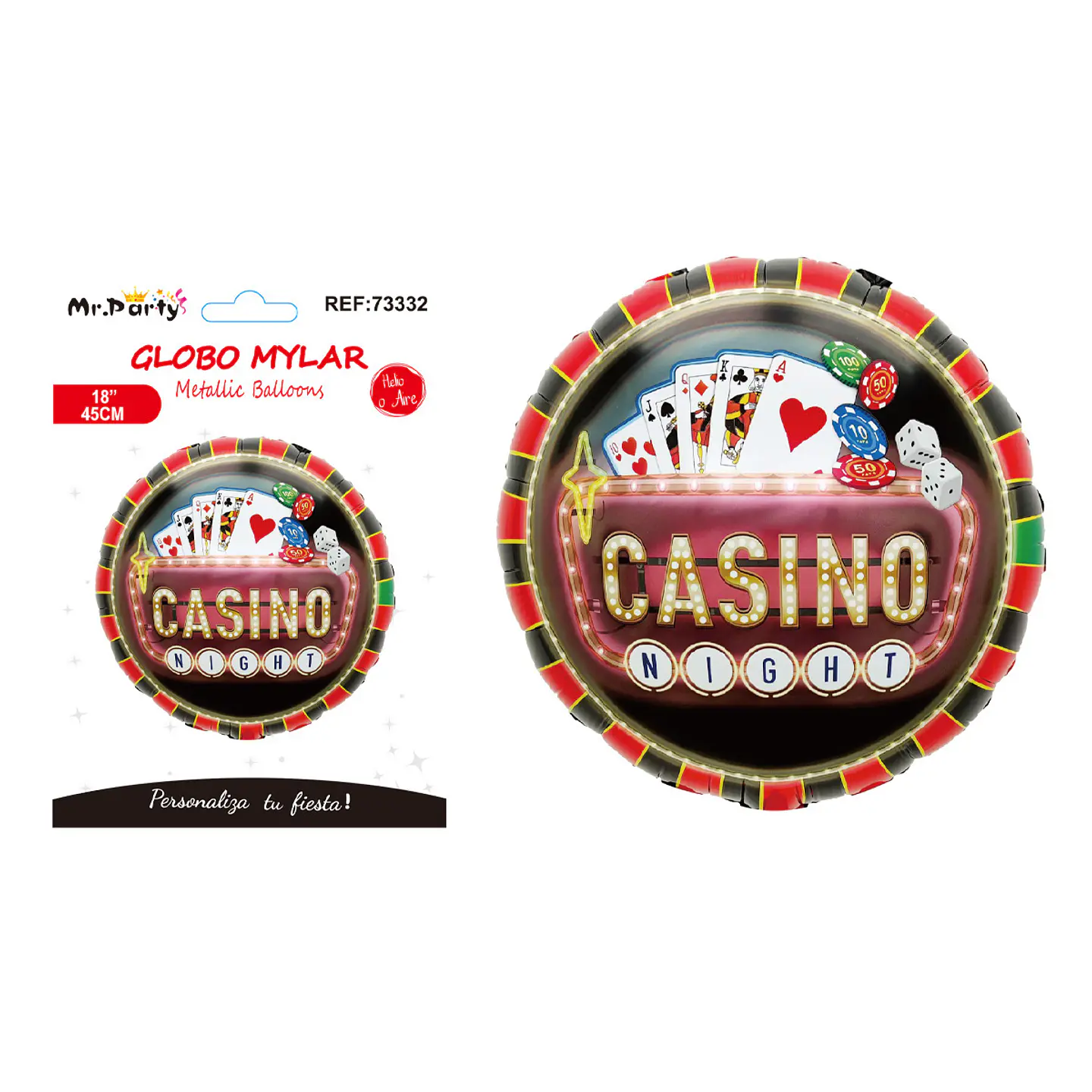 Globo metálico redondo casino 45cm 1