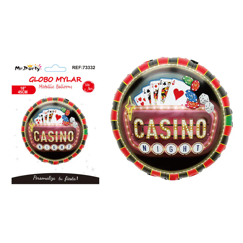 Globo metálico redondo casino 45cm 1