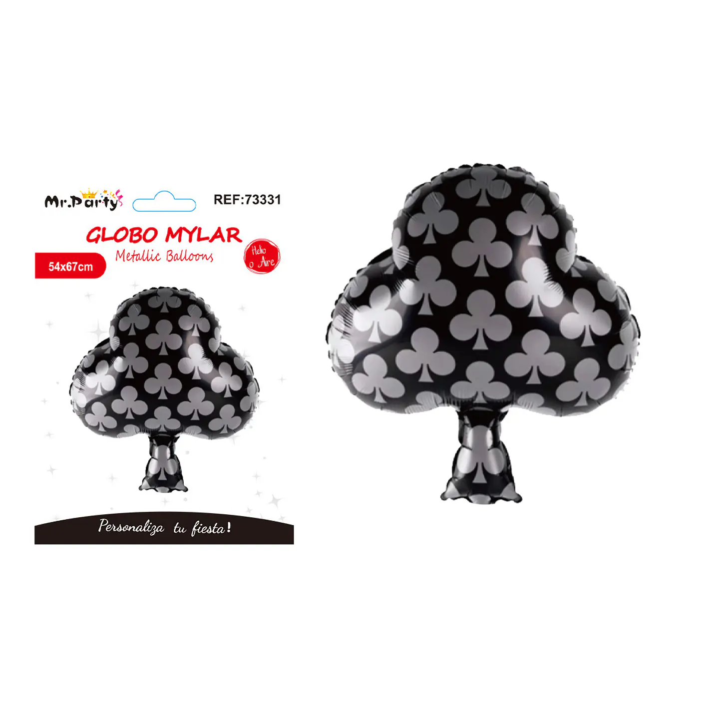 Globo metálico trébol negro 54*67cm 1