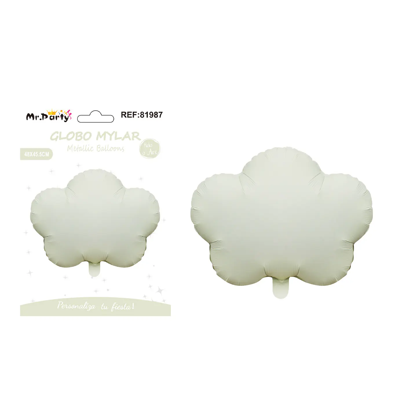 Globo metálico nube mate blanco crema 48*45.5cm 1