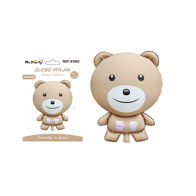 Globo metálico oso mate marrón 46*63.5cm