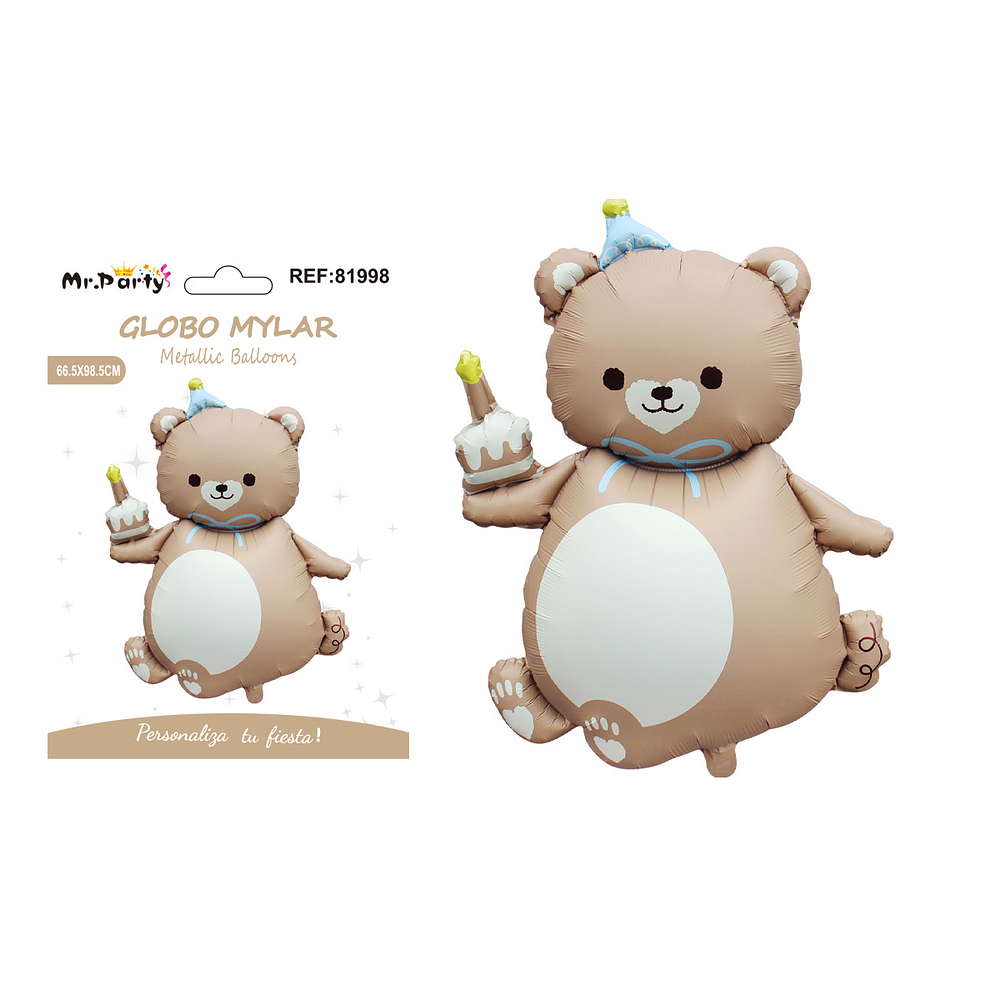 Globo metálico oso con pastel mate marrón claro 66.5*98.5cm