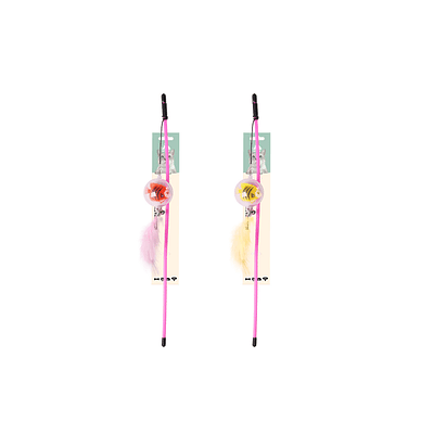 Varita para gato con pluma y pez 45cm Color Aleatorio