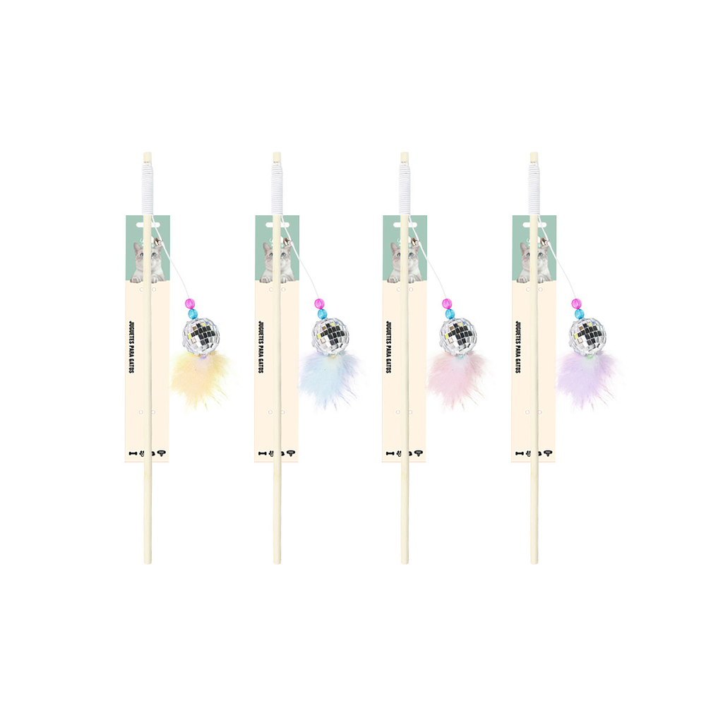 Varita para gato con bola láser y pluma 88cm Color Aleatorio
