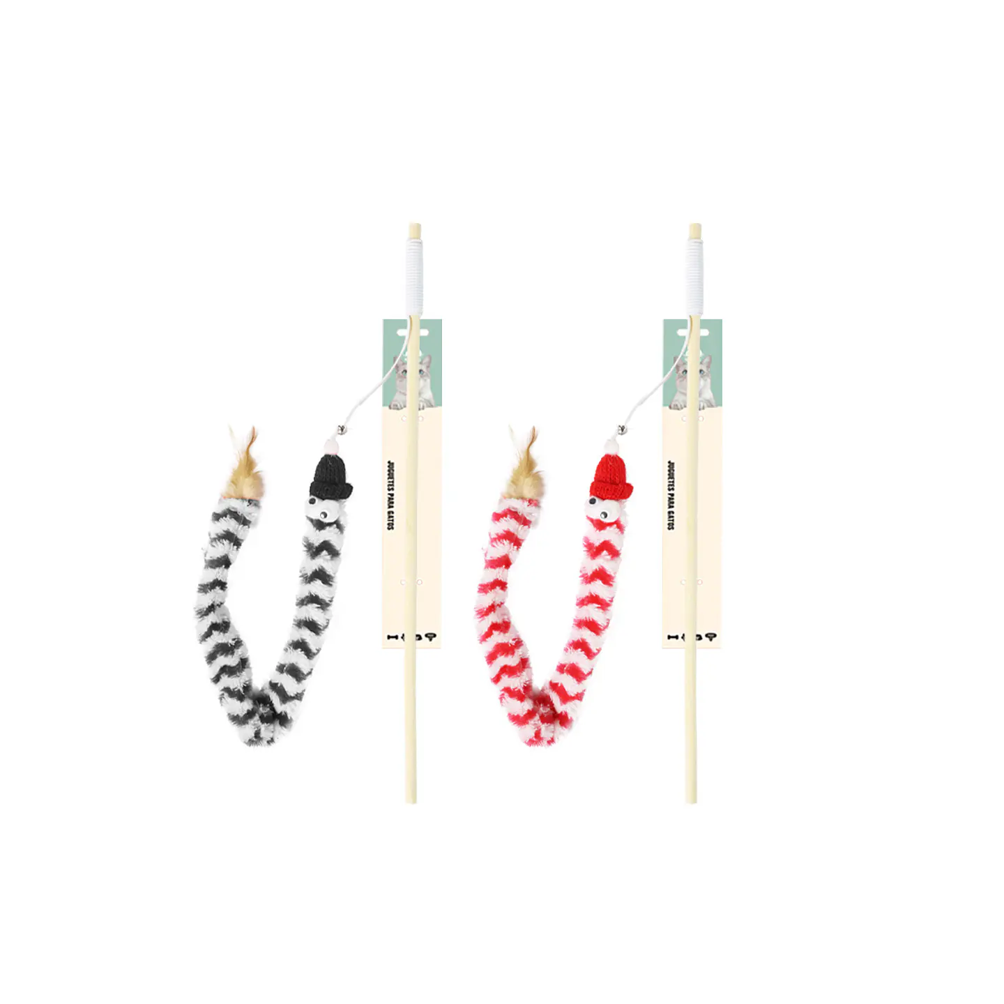 Varita para gato con oruga 88cm Color Aleatorio 1