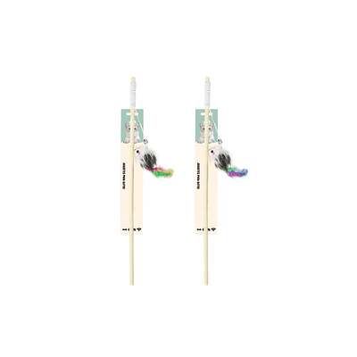 Varita para gato con ratón y pluma 88cm Color Aleatorio