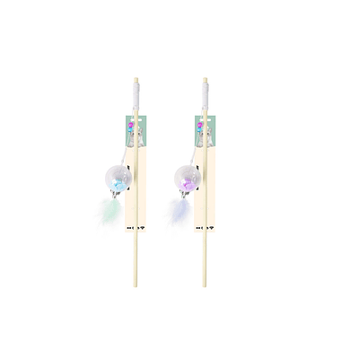 Varita para gato con bola de flor y pluma 88cm Color Aleatorio