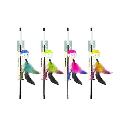 Varita para gato con bola y pluma 88cm Color Aleatorio