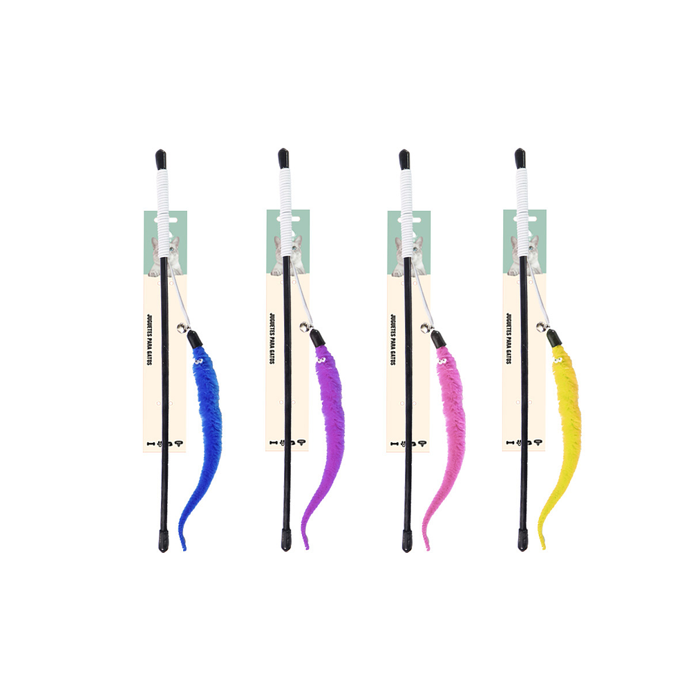 Varita para gato con oruga 22cm Color Aleatorio