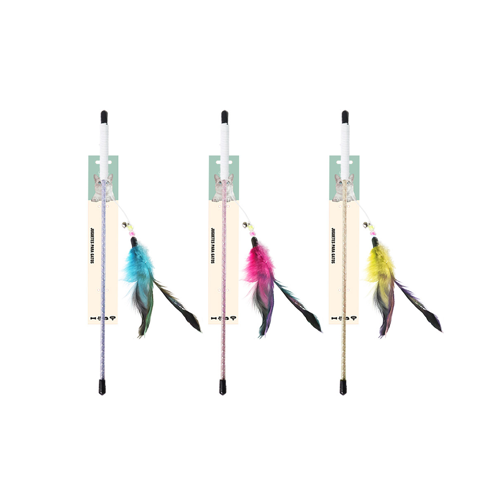 Varita para gato con pluma 30cm Color Aleatorio