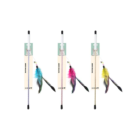 Varita para gato con pluma 30cm Color Aleatorio