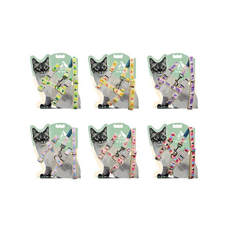 Set de arnés H harness para gato 1.0cm*120cm Color Aleatorio