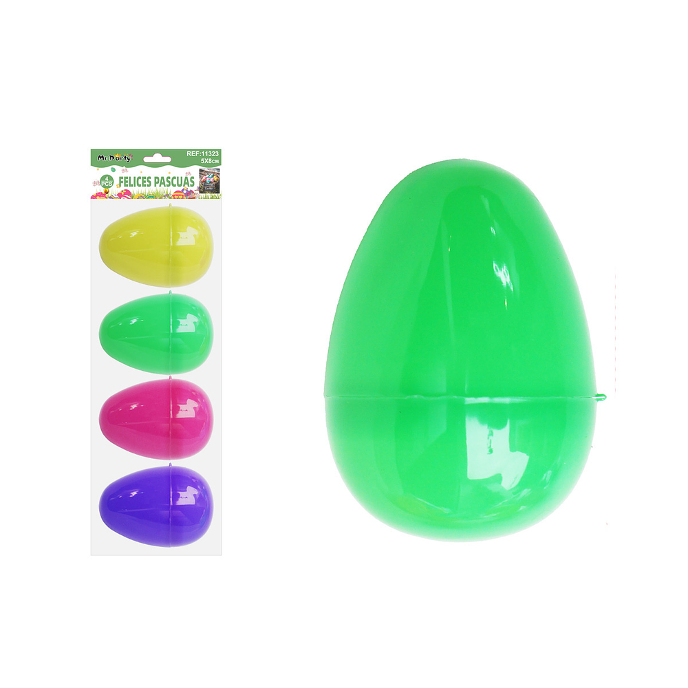Huevo de Pascua plástico colores surtidos 5*8cm 4pcs