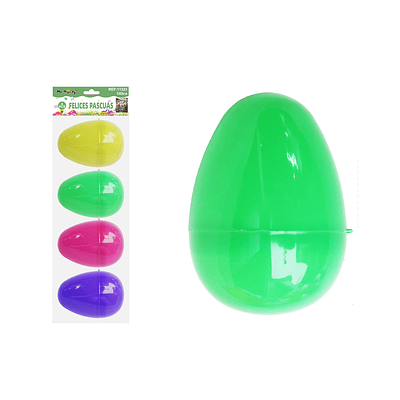 Huevo de Pascua plástico colores surtidos 5*8cm 4pcs