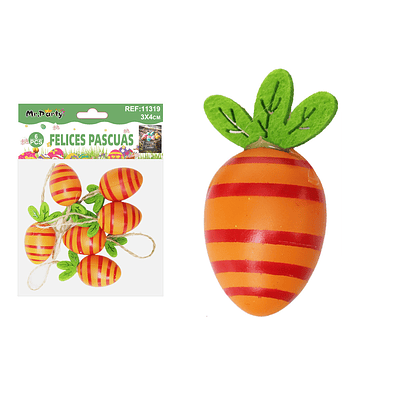 Huevitos con forma de zanahoria colores surtidos 3*4cm 6pcs