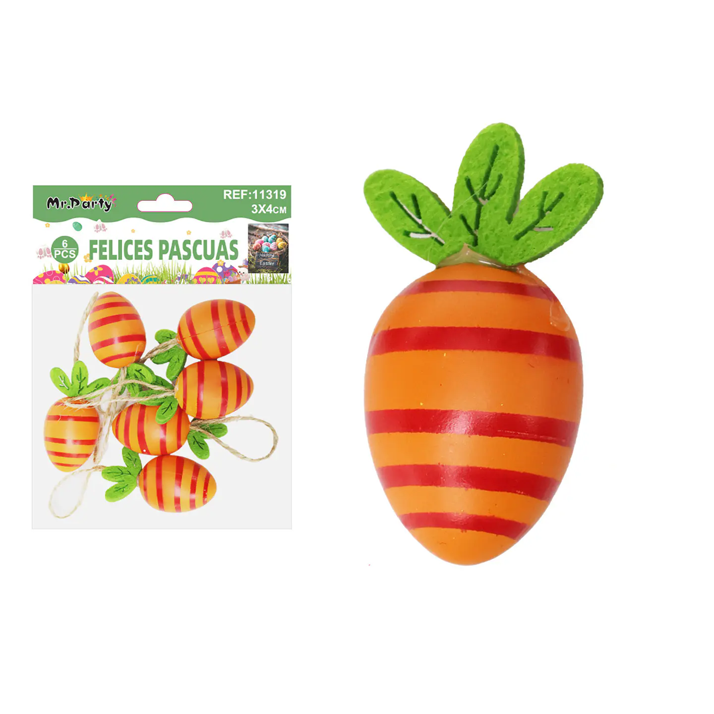 Huevitos con forma de zanahoria colores surtidos 3*4cm 6pcs 1
