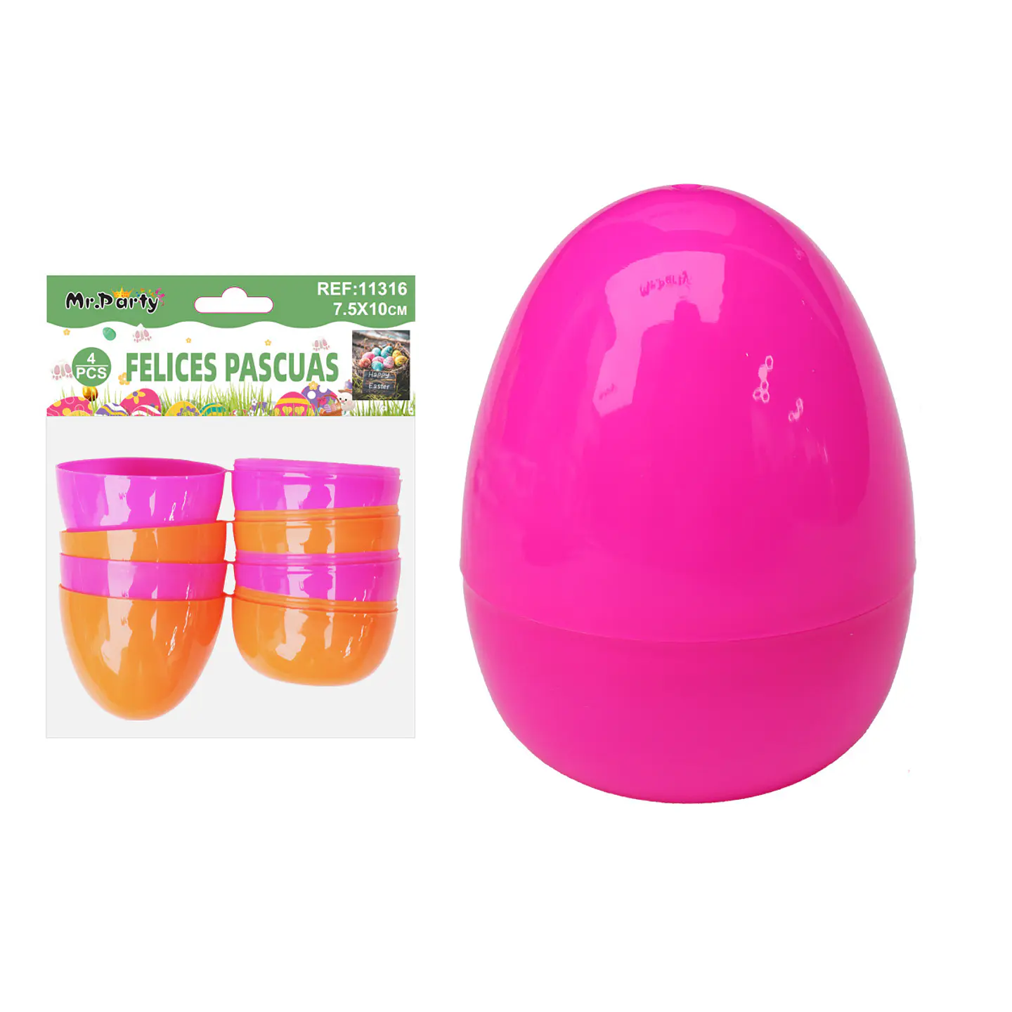 Huevo de Pascua plástico colores surtidos 7.5*10cm 4pcs 1