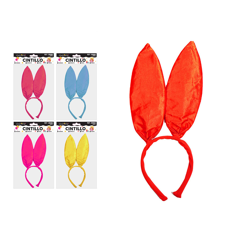 Cintillo de orejas de conejo de satín Color Aleatorio