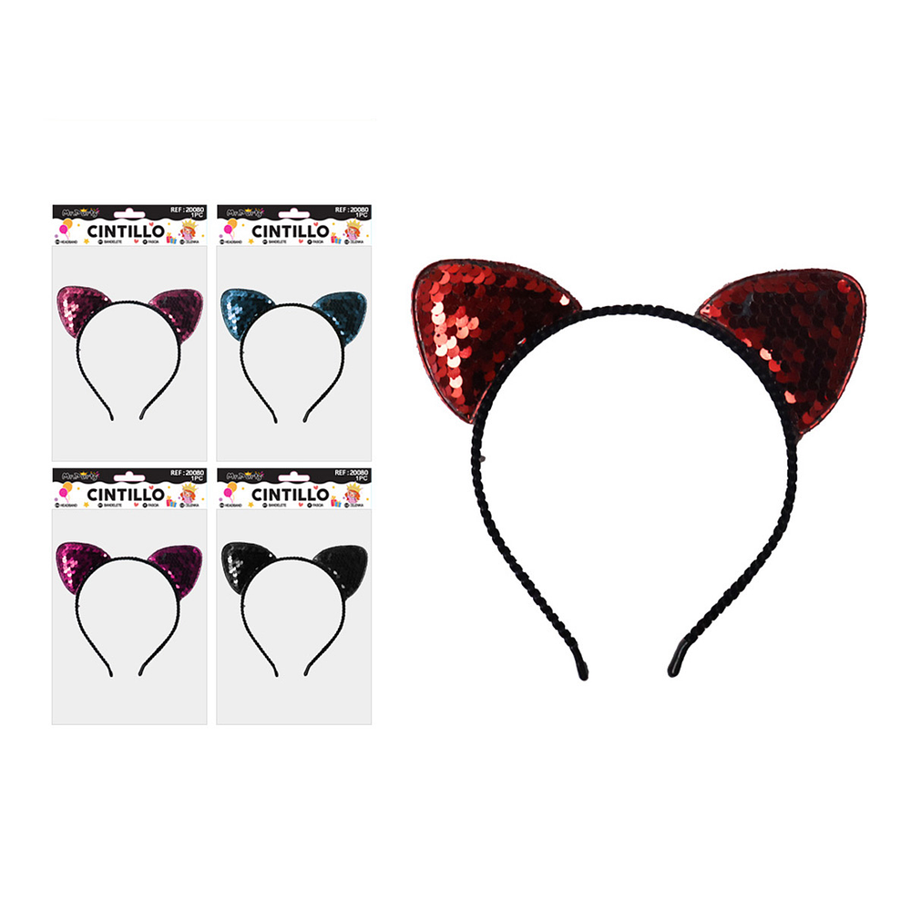 Cintillo de orejas de gato con lentejuelas Color Aleatorio
