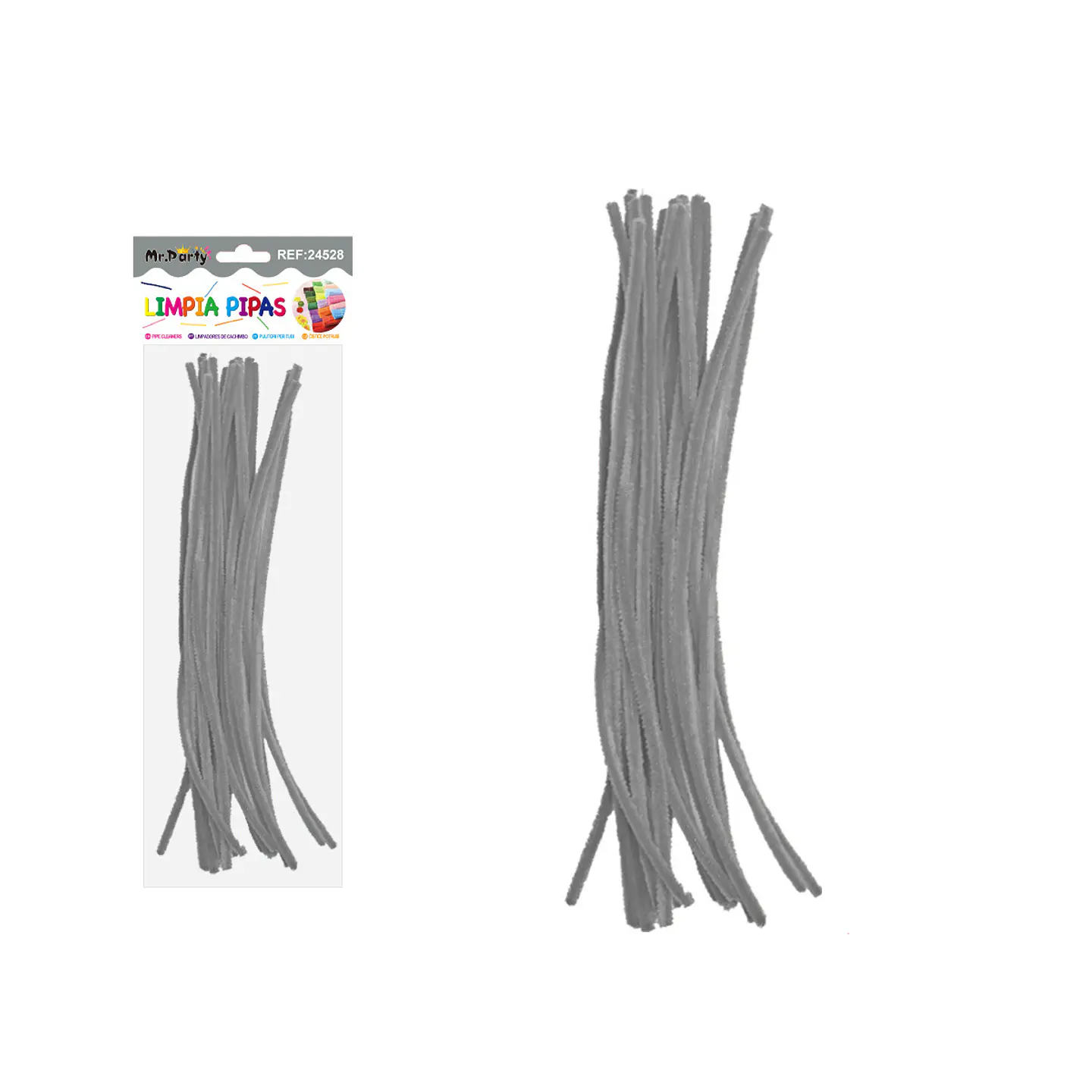 Limpiapipas chenille gris 0.6*30cm 20pcs 1