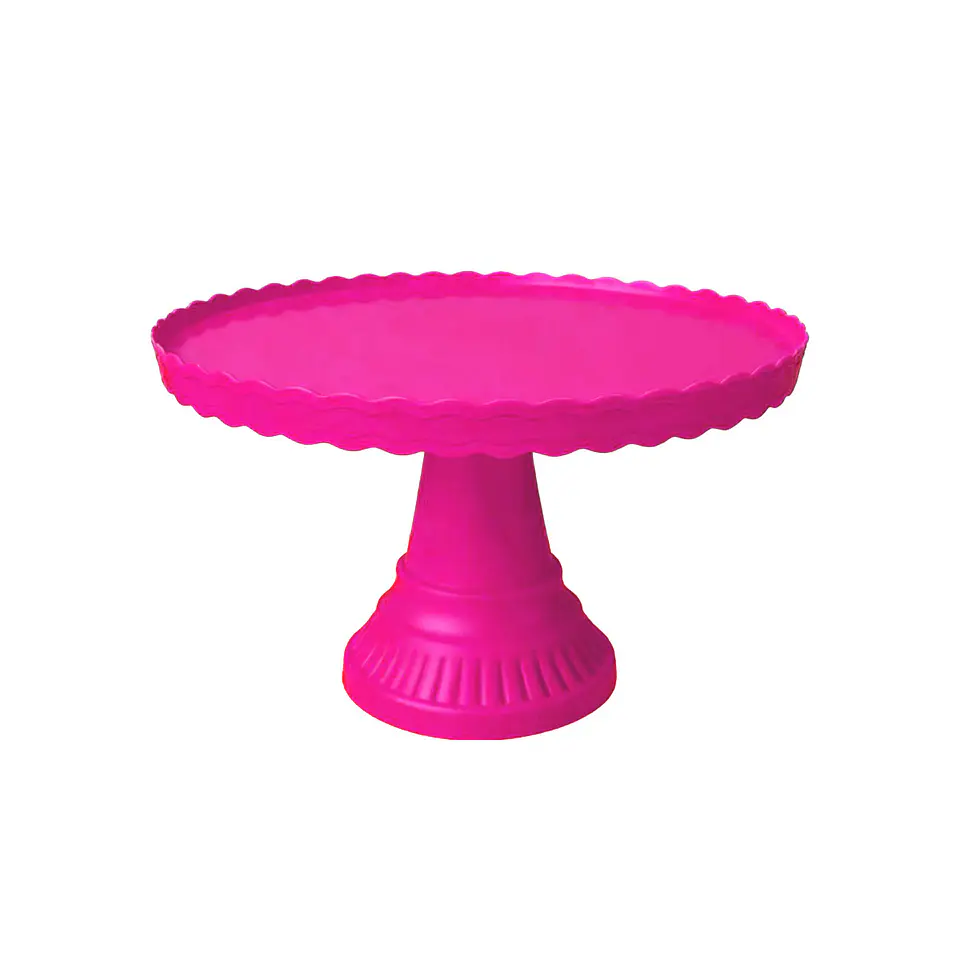 Soporte alto ondulado para torta color fucsia fluorescente 200g 20*32.5cm 1