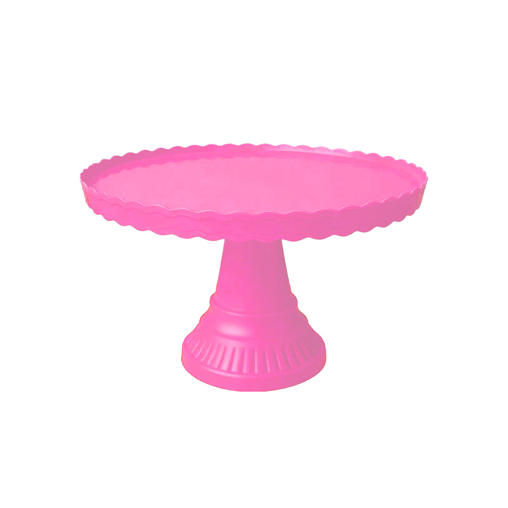 Soporte alto ondulado para torta color rosado fluorescente 200g 20*32.5cm