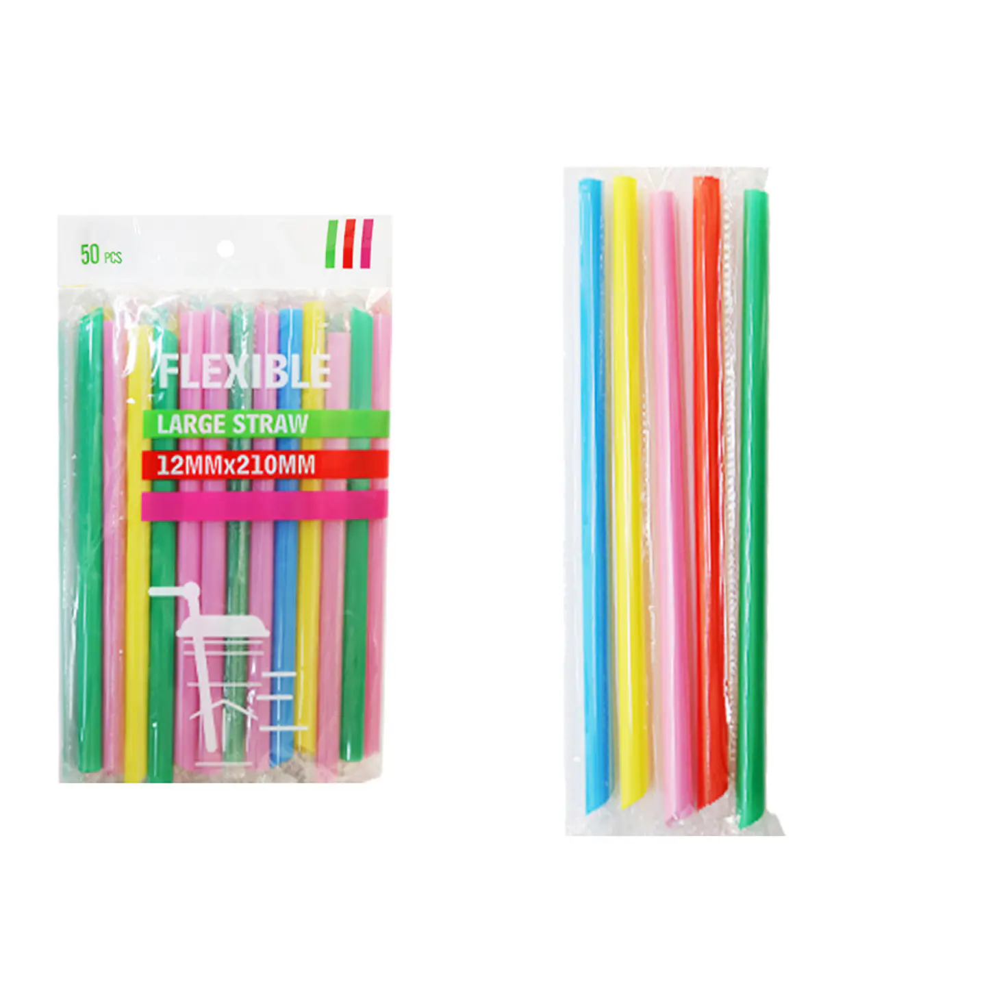 Bombilla plástica colores surtidoes 1.2*210mm 50pcs 1