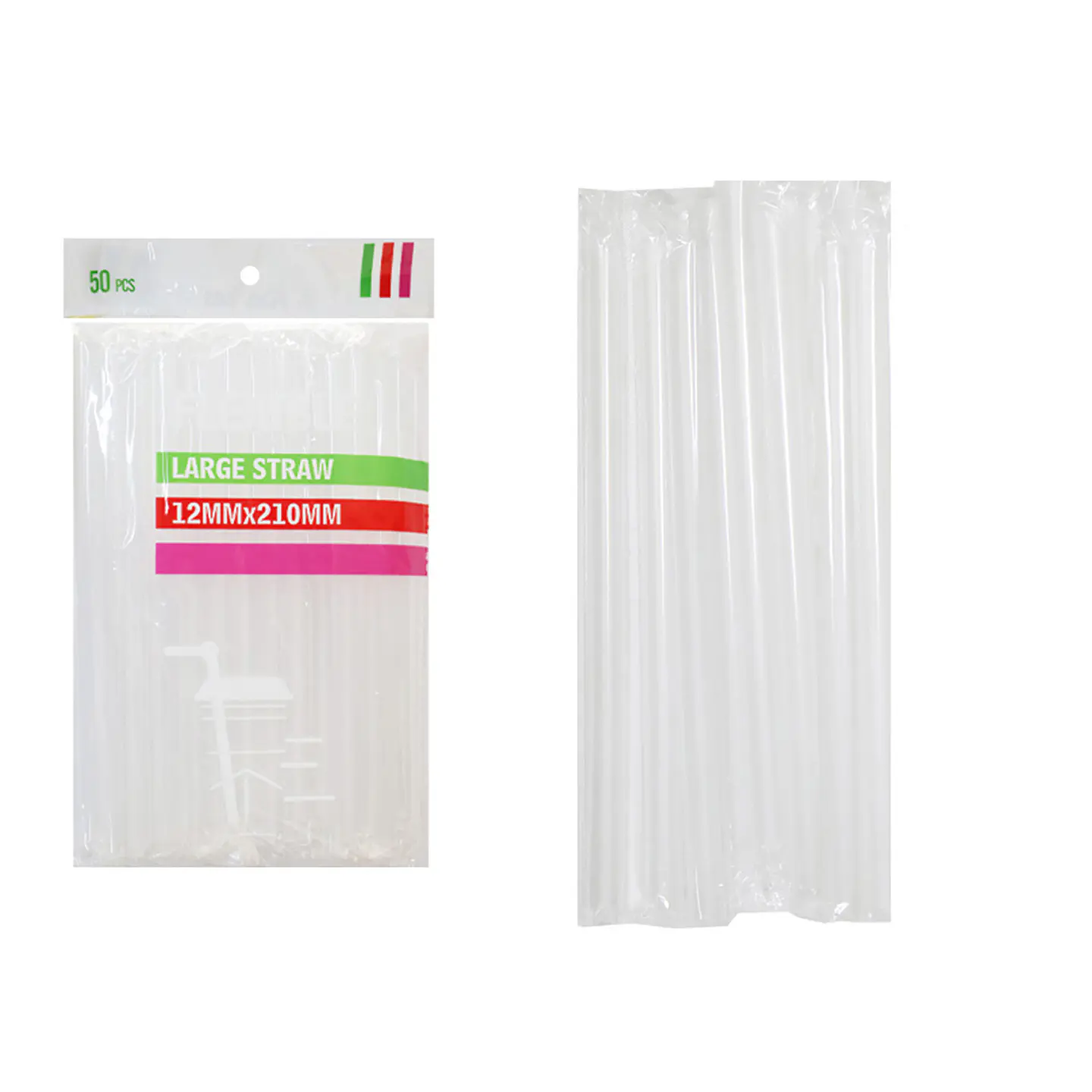 Bombilla plástica transparente 1.2*210mm 50pcs 1