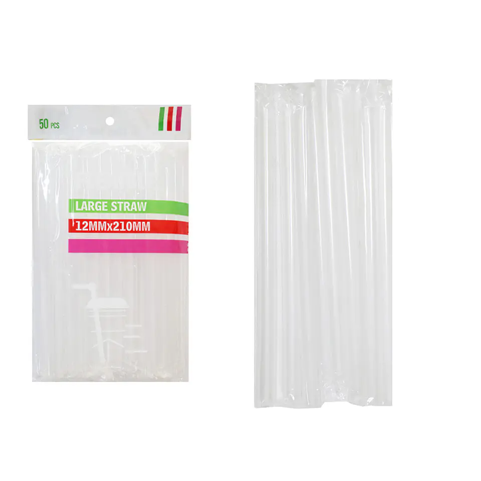Bombilla plástica transparente 1.2*210mm 50pcs 1