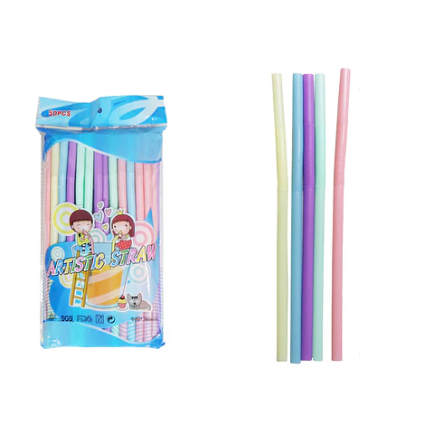 Bombillas plásticas colores pasteles surtidos 10*260mm 50pcs