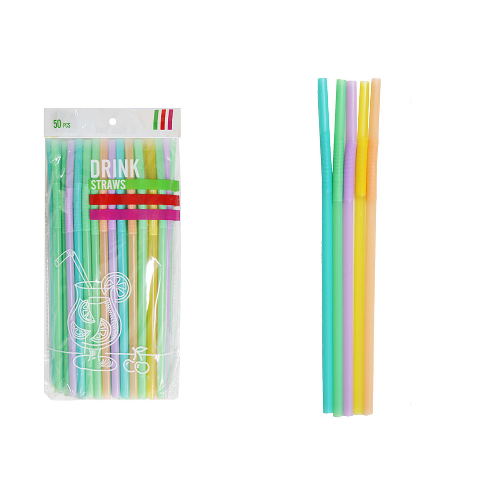 Bombillas plásticas colores pasteles surtidos 8*260mm 50pcs