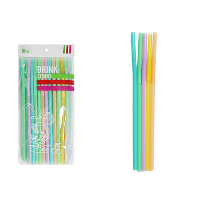 Bombillas plásticas colores pasteles surtidos 8*260mm 50pcs