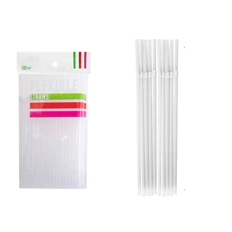 Bombillas de plásticas flexibles blanco 21cm 100pcs 1