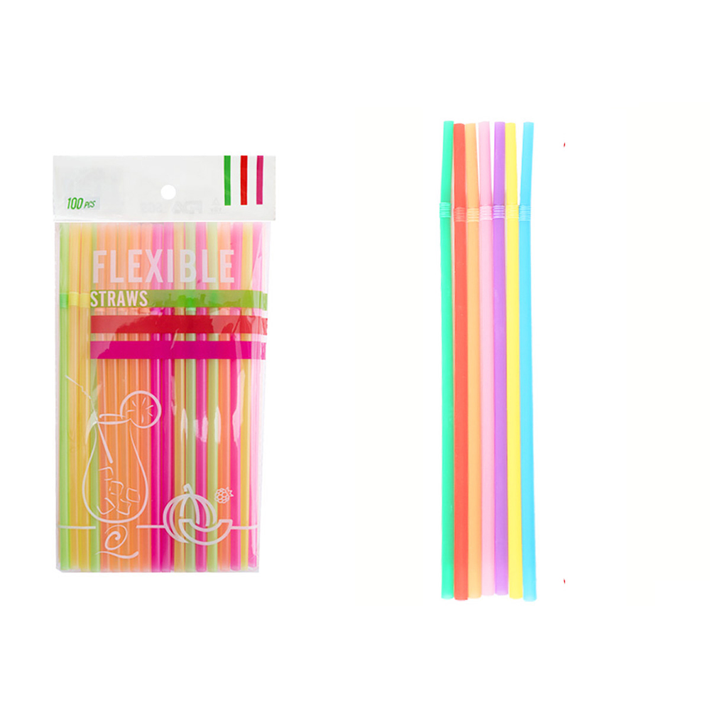 Bombillas de plásticas flexibles fluorescentes multicolor 21cm 100pcs