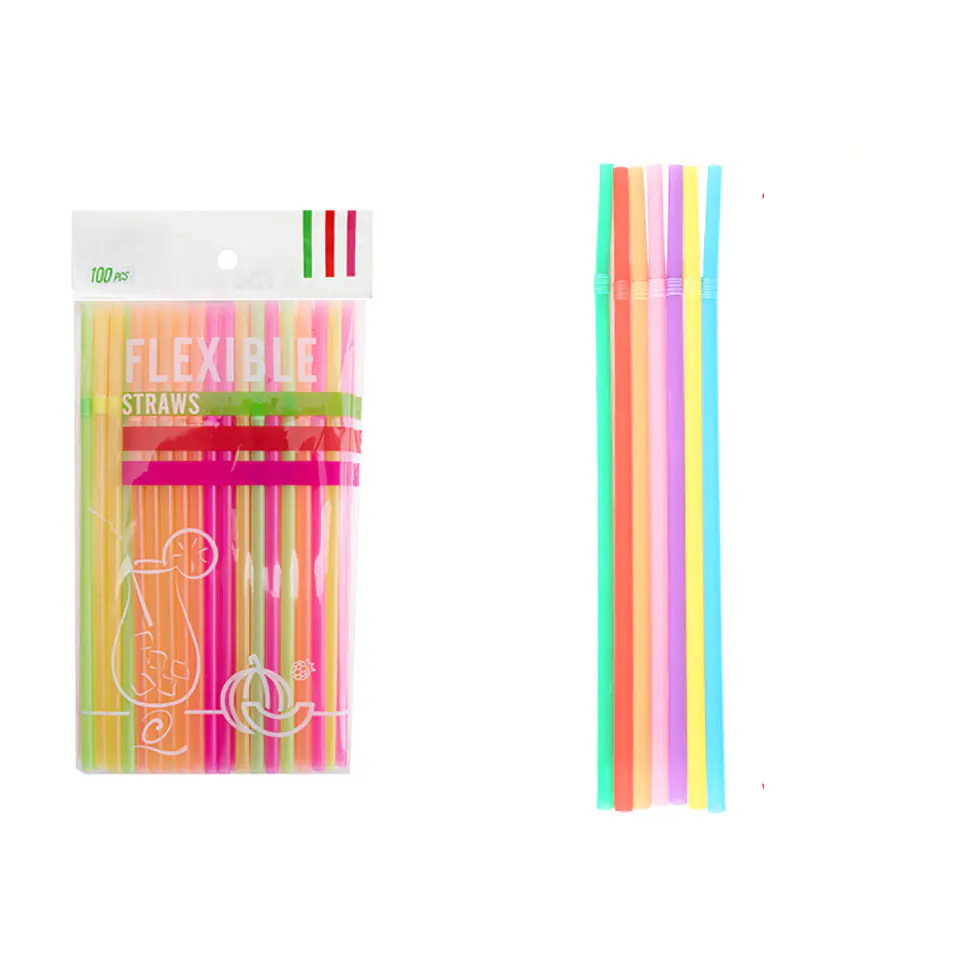 Bombillas de plásticas flexibles fluorescentes multicolor 21cm 100pcs 1