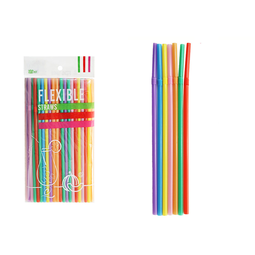 Bombillas plásticas multicolor 0.6*21cm 100pcs