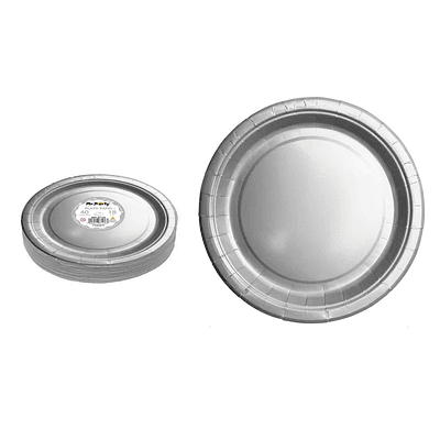 Platos de papel plateado 18cm 40pcs