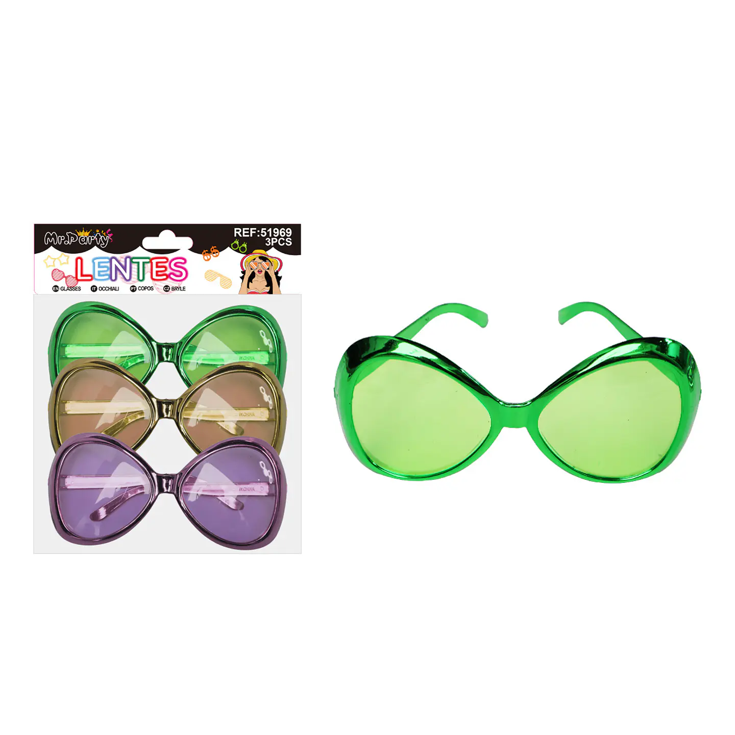 Lentes metalizado electrochapado Color Aleatorio 3pcs 1