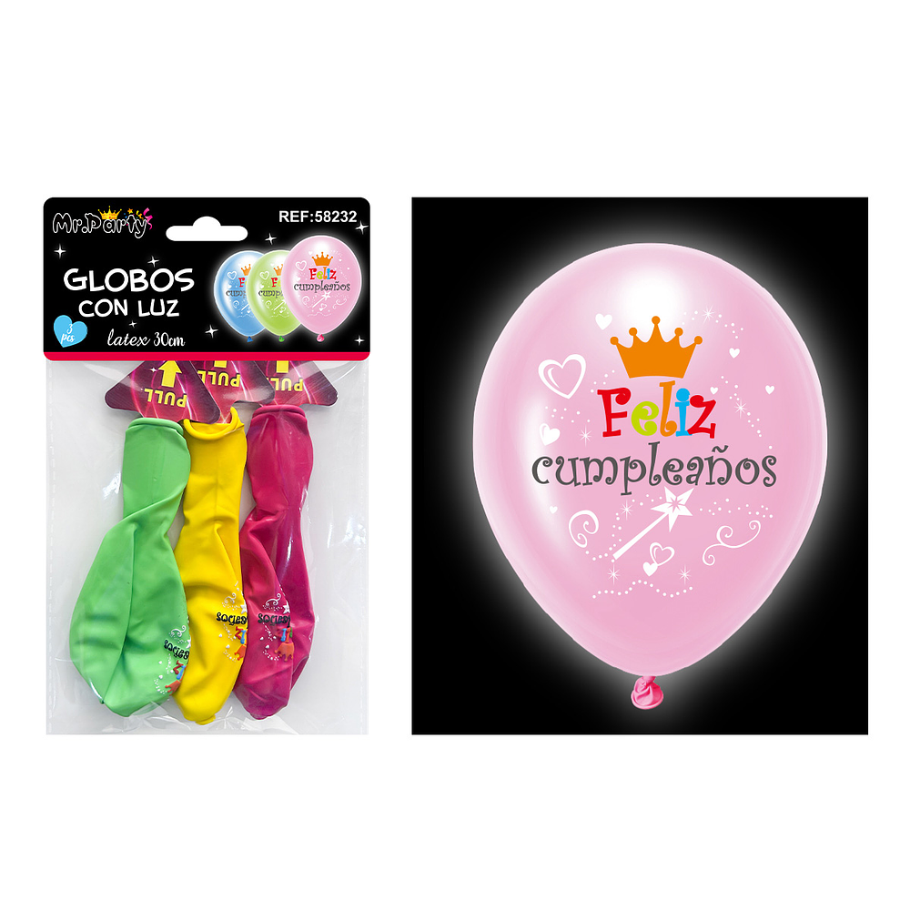 Globos con luz 30cm 3pcs