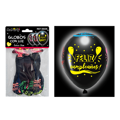Globos negro con luz 30cm 3pcs