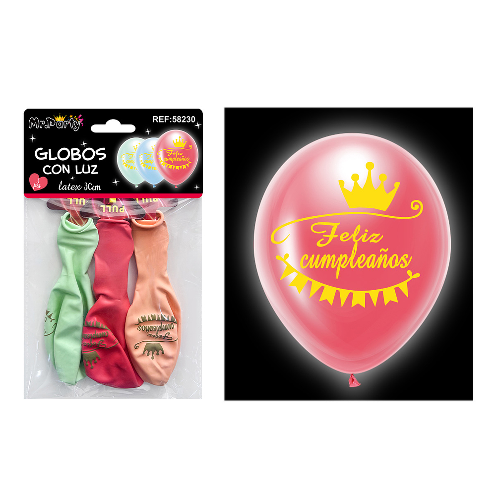 Globos con luz 30cm 3pcs